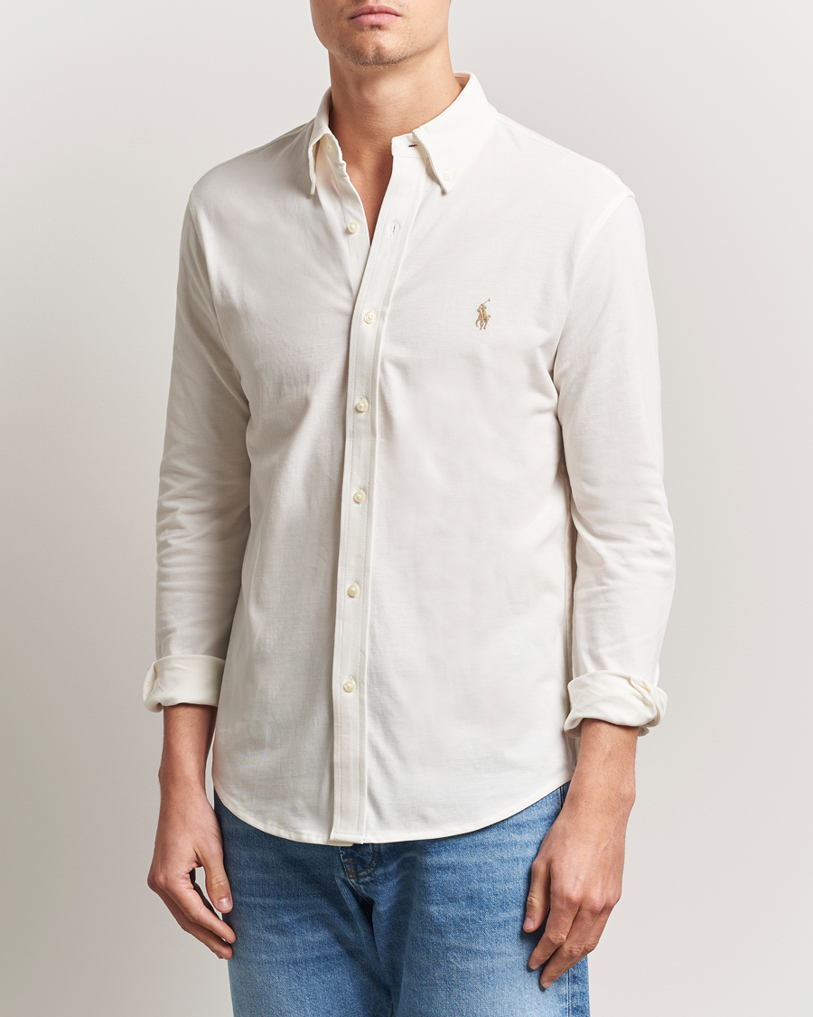 Mies | Kauluspaidat | Polo Ralph Lauren | Featherweight Mesh Shirt Pale Cream