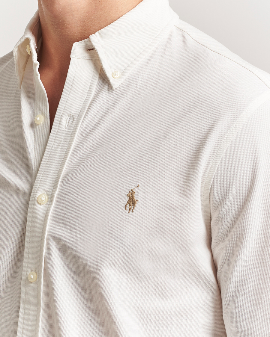 Mies | Kauluspaidat | Polo Ralph Lauren | Featherweight Mesh Shirt Pale Cream