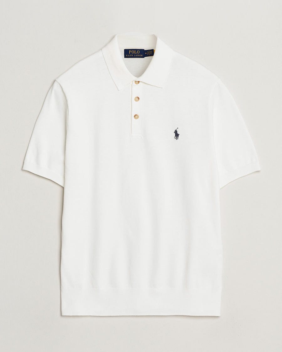 Mies | Puserot | Polo Ralph Lauren | Knitted Short Sleeve Polo Deckwash White