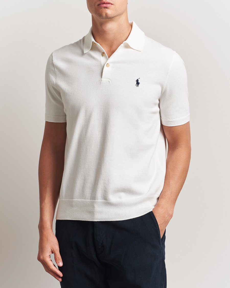 Mies | Puserot | Polo Ralph Lauren | Knitted Short Sleeve Polo Deckwash White