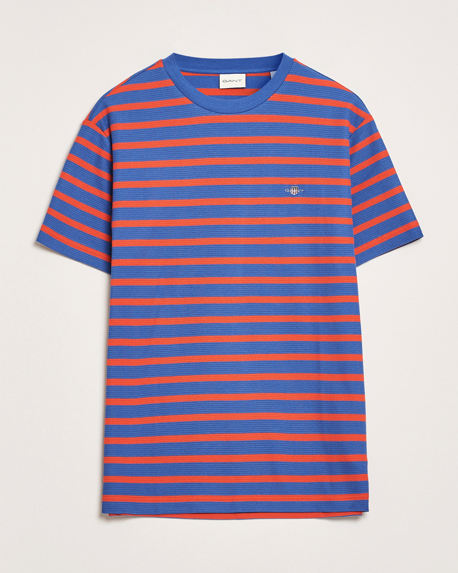 Mies | T-paidat | GANT | Waffle Textured Striped T-Shirt Rich Blue