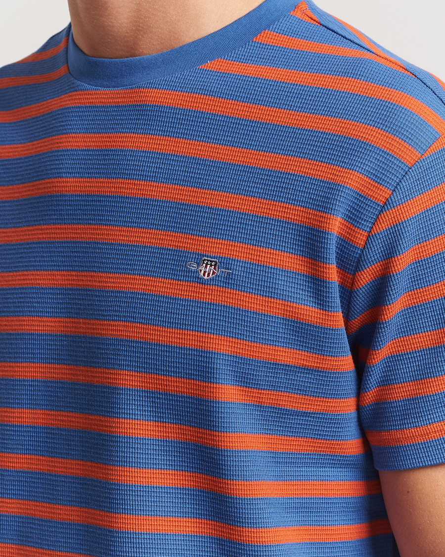 Mies | T-paidat | GANT | Waffle Textured Striped T-Shirt Rich Blue