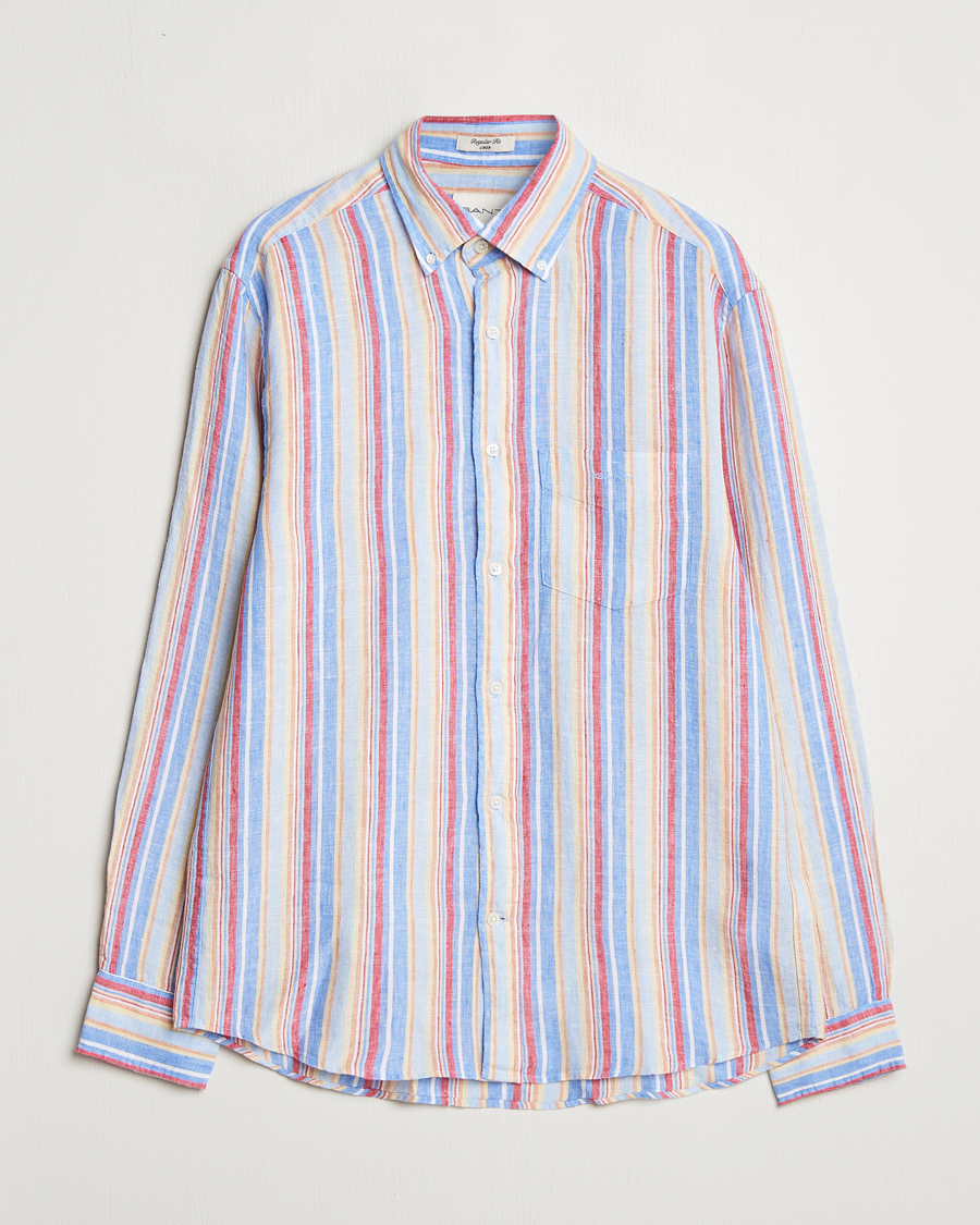 Mies | Kauluspaidat | GANT | Regular Fit Linen Striped Shirt Multi