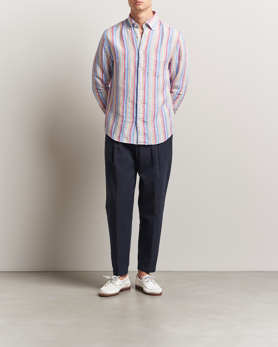 Mies | Kauluspaidat | GANT | Regular Fit Linen Striped Shirt Multi
