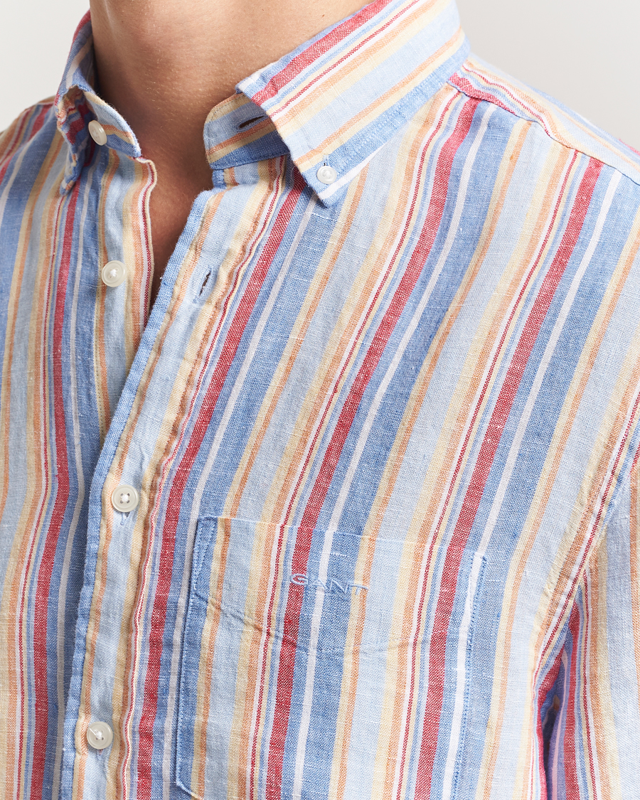 Mies | Kauluspaidat | GANT | Regular Fit Linen Striped Shirt Multi