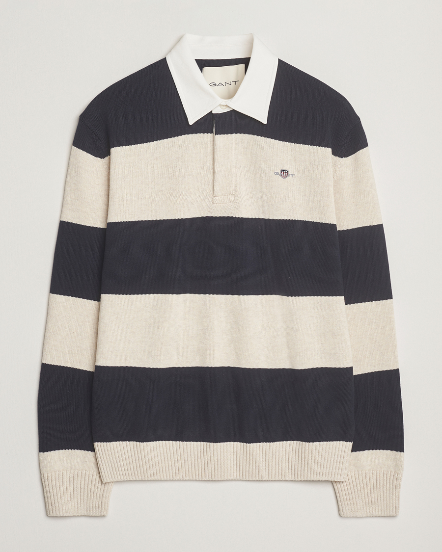 Mies | Puserot | GANT | Knitted Barstriped Rugger Evening Blue