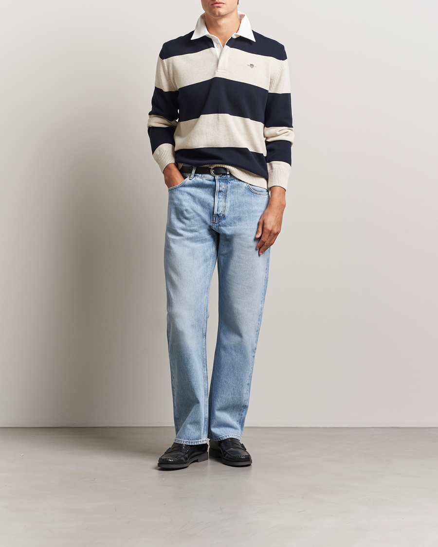 Mies | Puserot | GANT | Knitted Barstriped Rugger Evening Blue