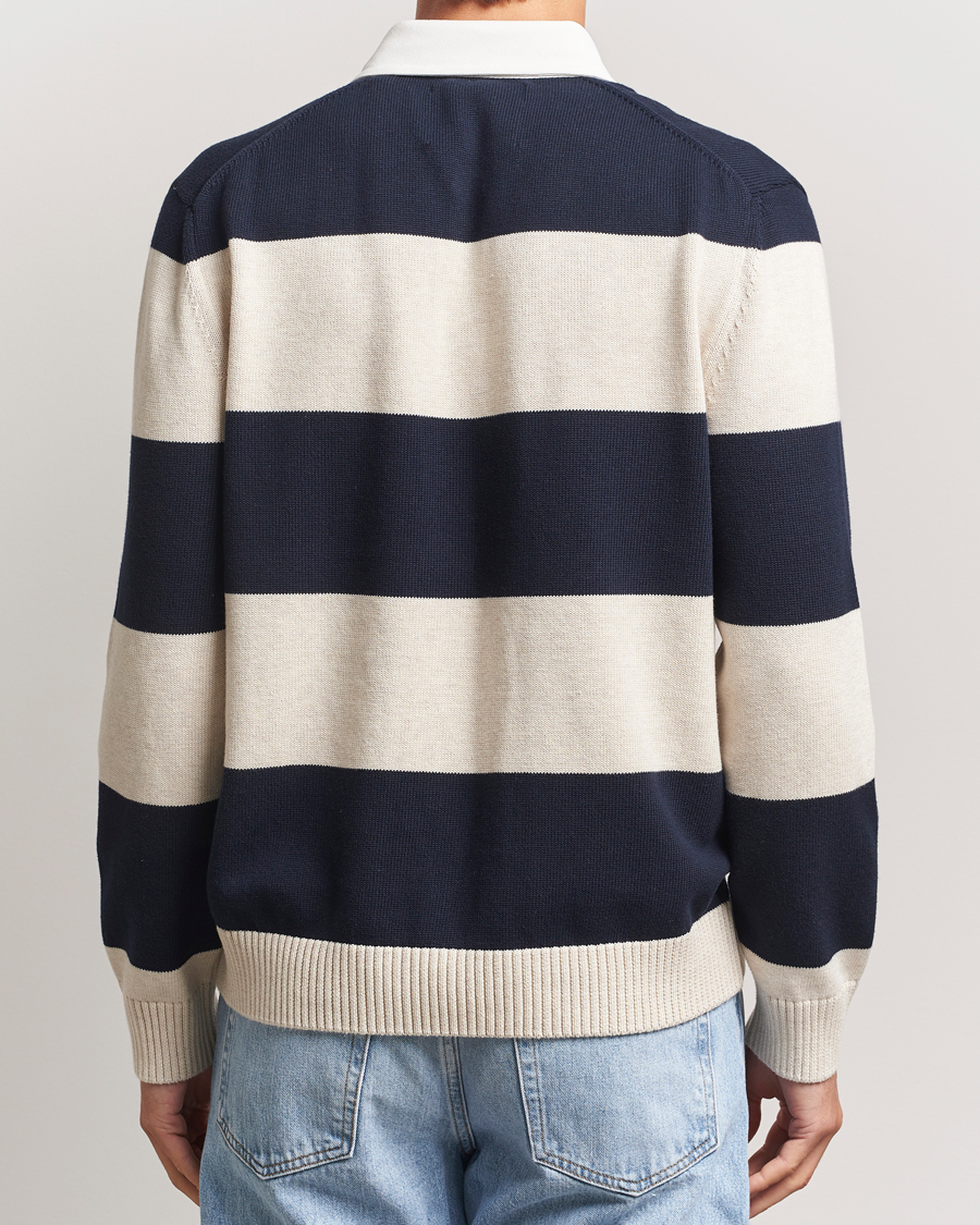 Mies | Puserot | GANT | Knitted Barstriped Rugger Evening Blue