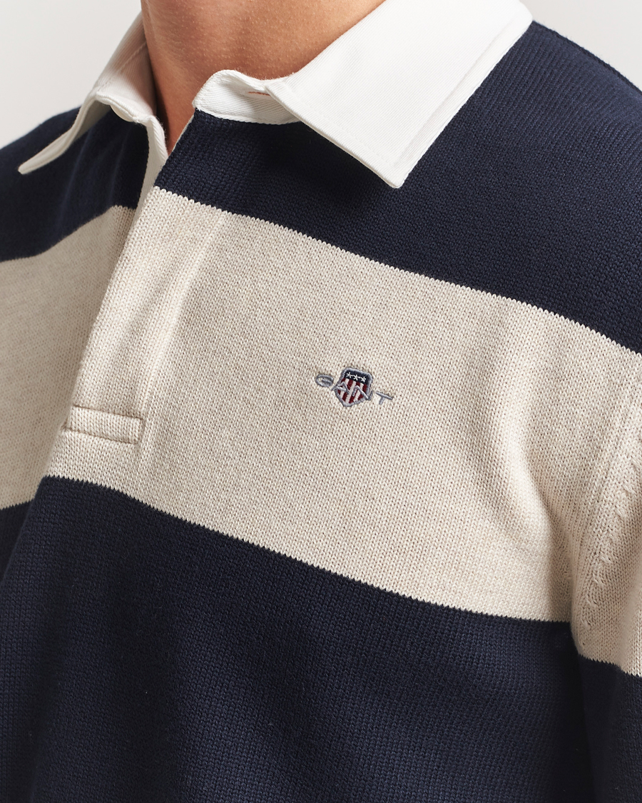 Mies | Puserot | GANT | Knitted Barstriped Rugger Evening Blue
