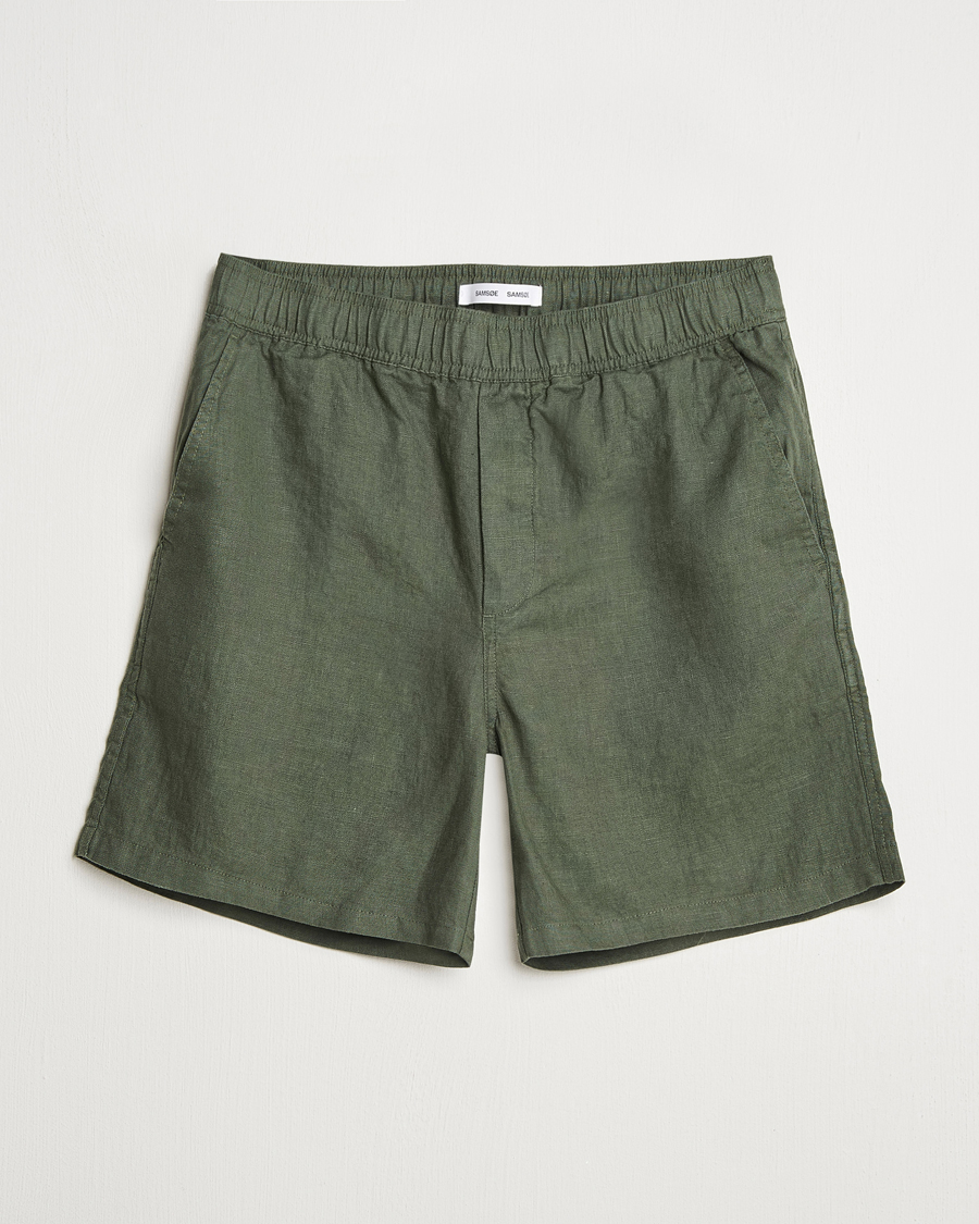 Mies | Shortsit | Samsøe Samsøe | Jabari Linen Drawstring Shorts Climbing Ivy