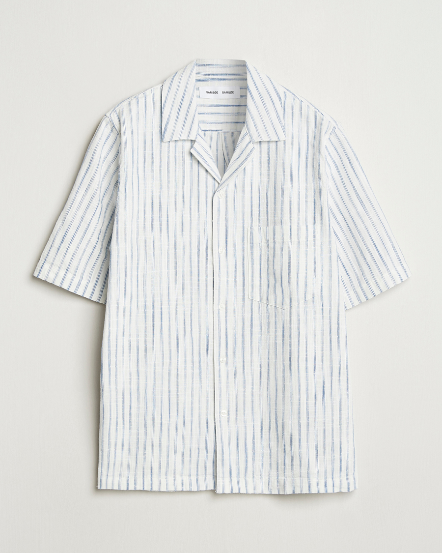Mies | Kauluspaidat | Samsøe Samsøe | Oscar Striped Short Sleeve Shirt Clear Cream