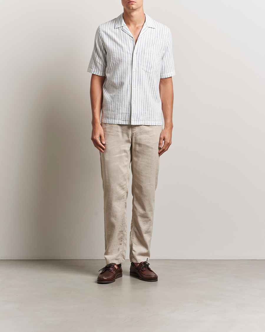 Mies | Kauluspaidat | Samsøe Samsøe | Oscar Striped Short Sleeve Shirt Clear Cream