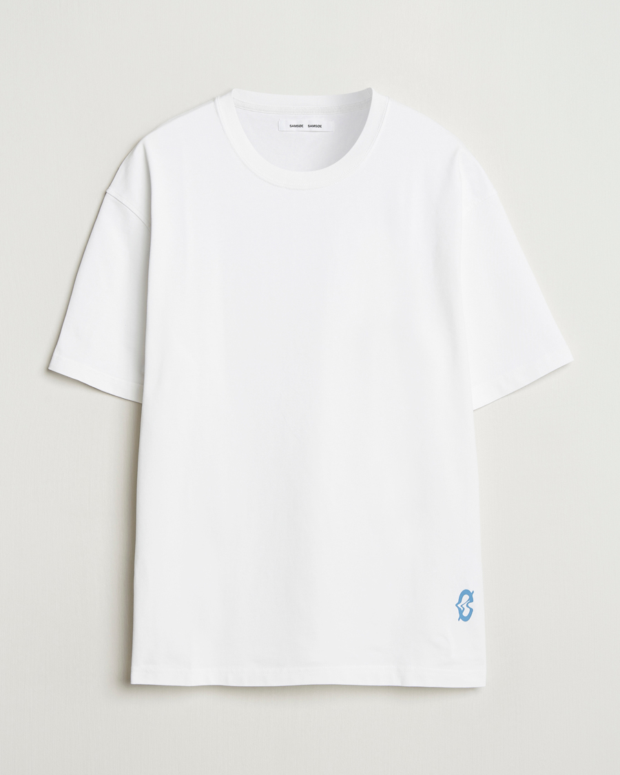 Mies | T-paidat | Samsøe Samsøe | Printed Swirl Crew Neck T-Shirt White