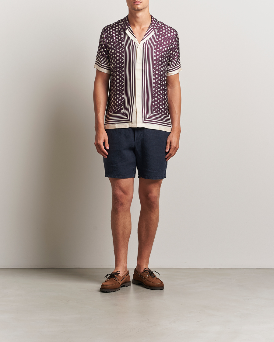 Mies | Kauluspaidat | Orlebar Brown | Maitan Silk Lumina Short Sleeve Shirt Damson/Latte