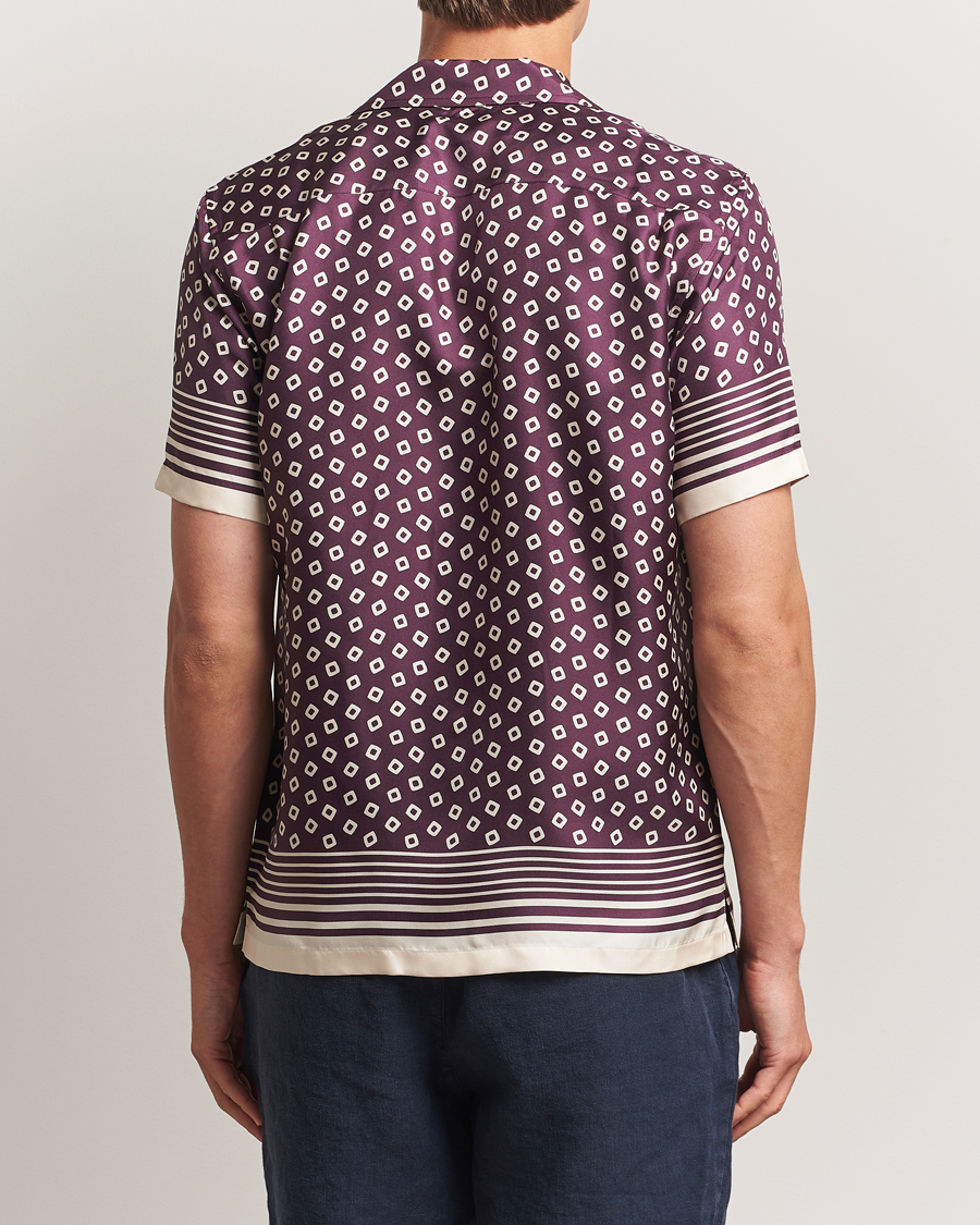 Mies | Kauluspaidat | Orlebar Brown | Maitan Silk Lumina Short Sleeve Shirt Damson/Latte