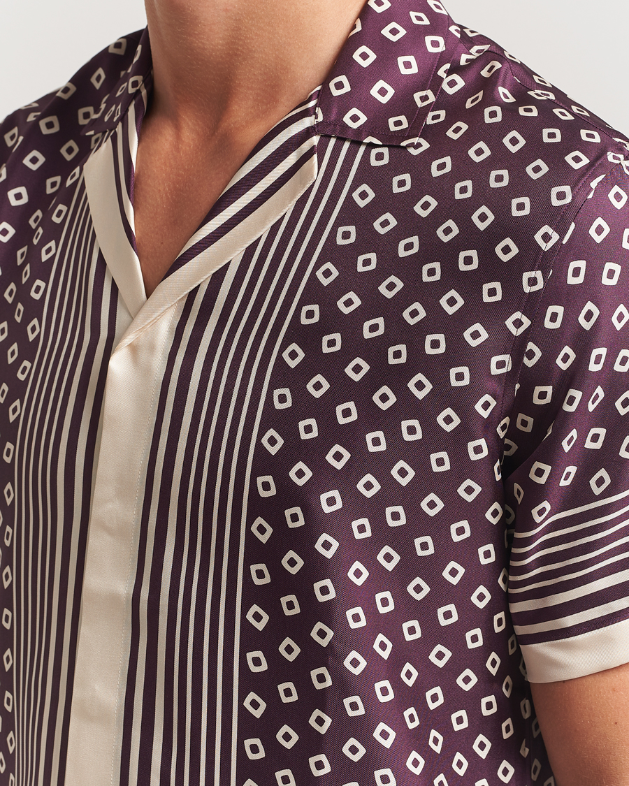 Mies | Kauluspaidat | Orlebar Brown | Maitan Silk Lumina Short Sleeve Shirt Damson/Latte