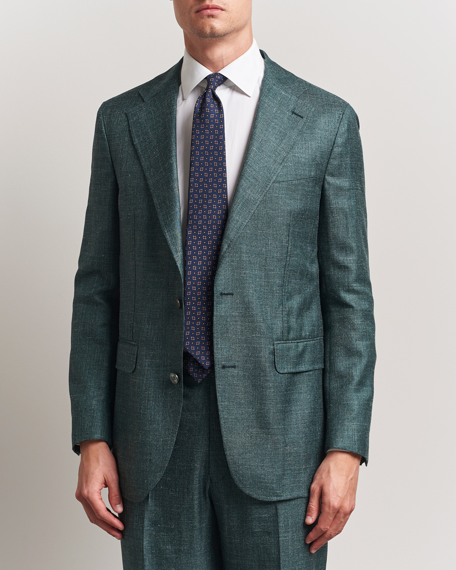 Mies | Pikkutakit | Oscar Jacobson | Fellow EVO Wool/Silk/Linen Blazer Green