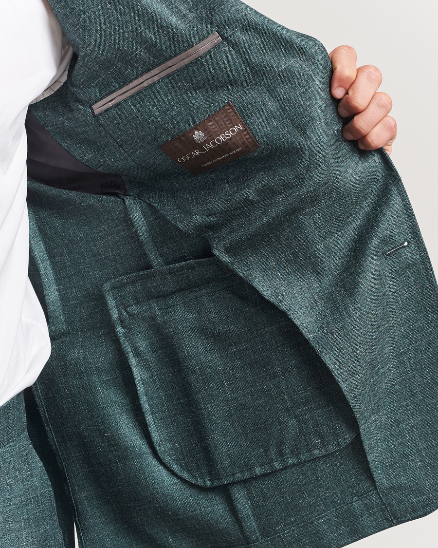 Mies | Pikkutakit | Oscar Jacobson | Fellow EVO Wool/Silk/Linen Blazer Green