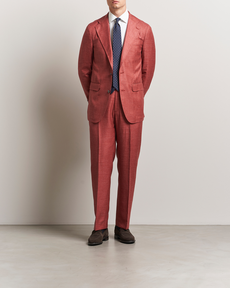 Mies | Housut | Oscar Jacobson | Del S Wool/Silk/Linen Trousers Red