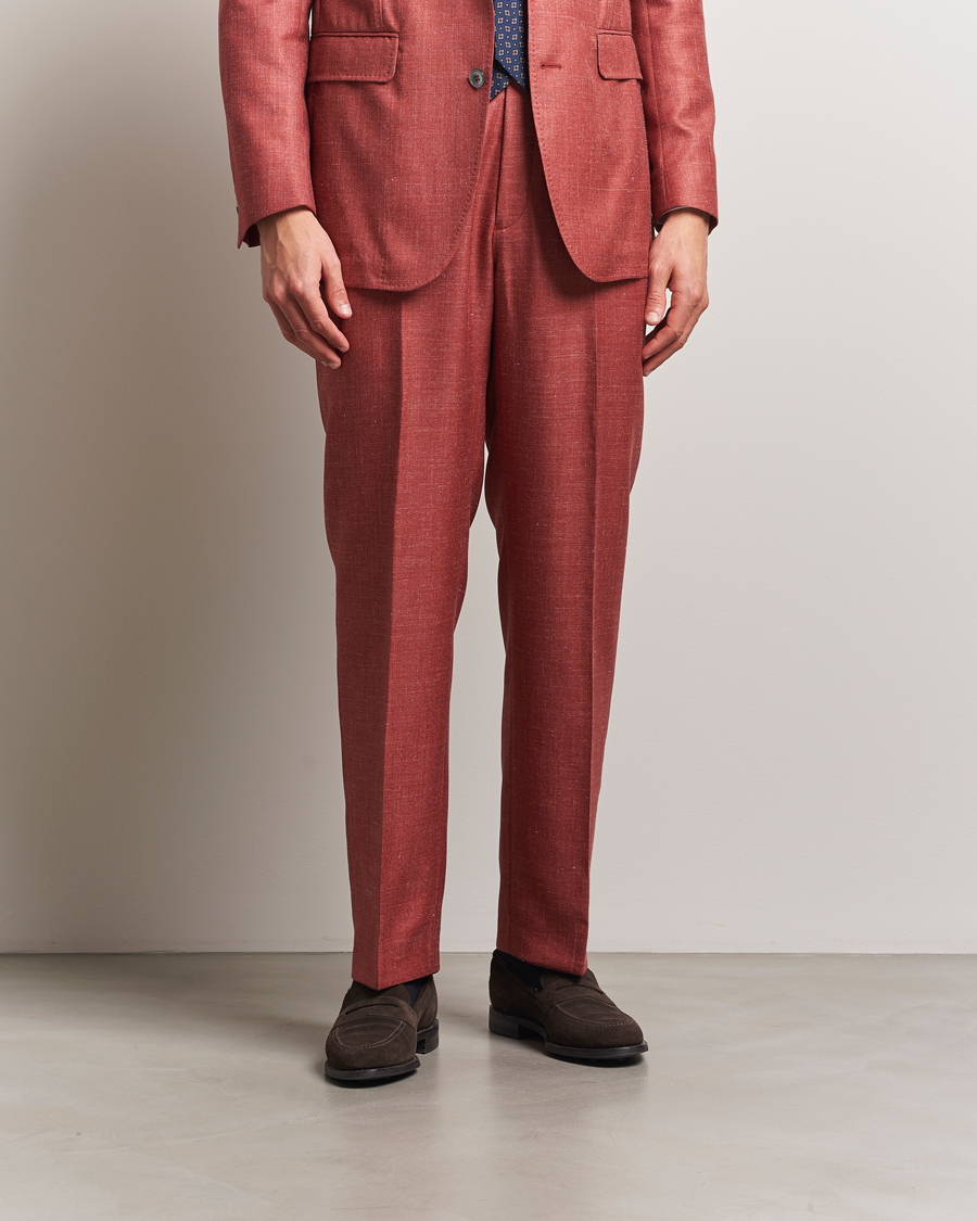 Mies | Housut | Oscar Jacobson | Del S Wool/Silk/Linen Trousers Red
