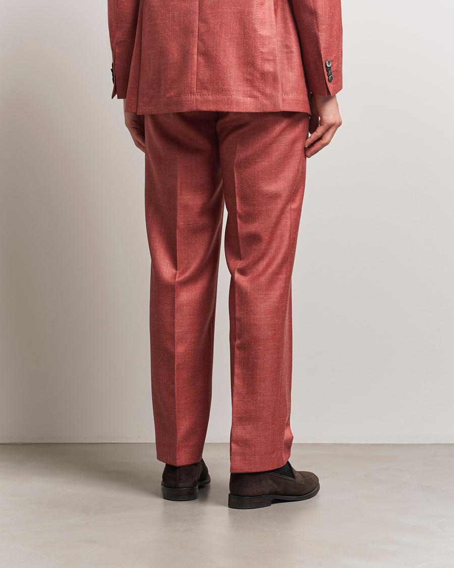 Mies | Housut | Oscar Jacobson | Del S Wool/Silk/Linen Trousers Red