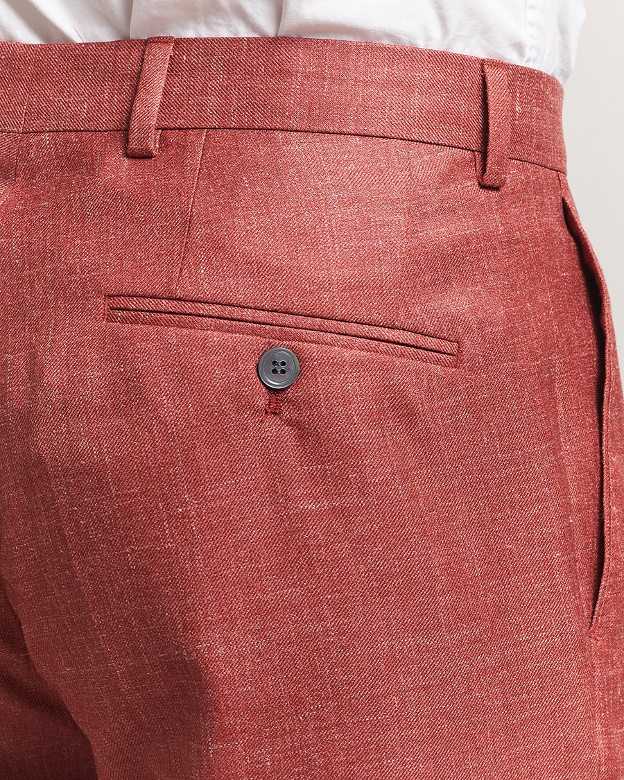 Mies | Housut | Oscar Jacobson | Del S Wool/Silk/Linen Trousers Red