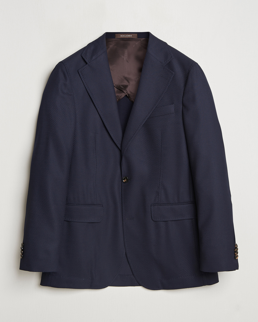 Mies | Pikkutakit | Oscar Jacobson | Fellow EVO Structured Loro Piana Wool Blazer Navy