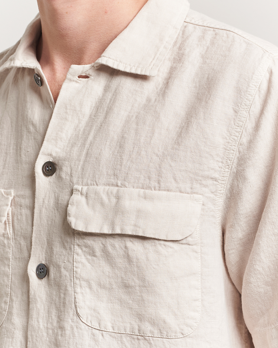 Mies | Kauluspaidat | Oscar Jacobson | Reg Fit City Linen Shirt Cream