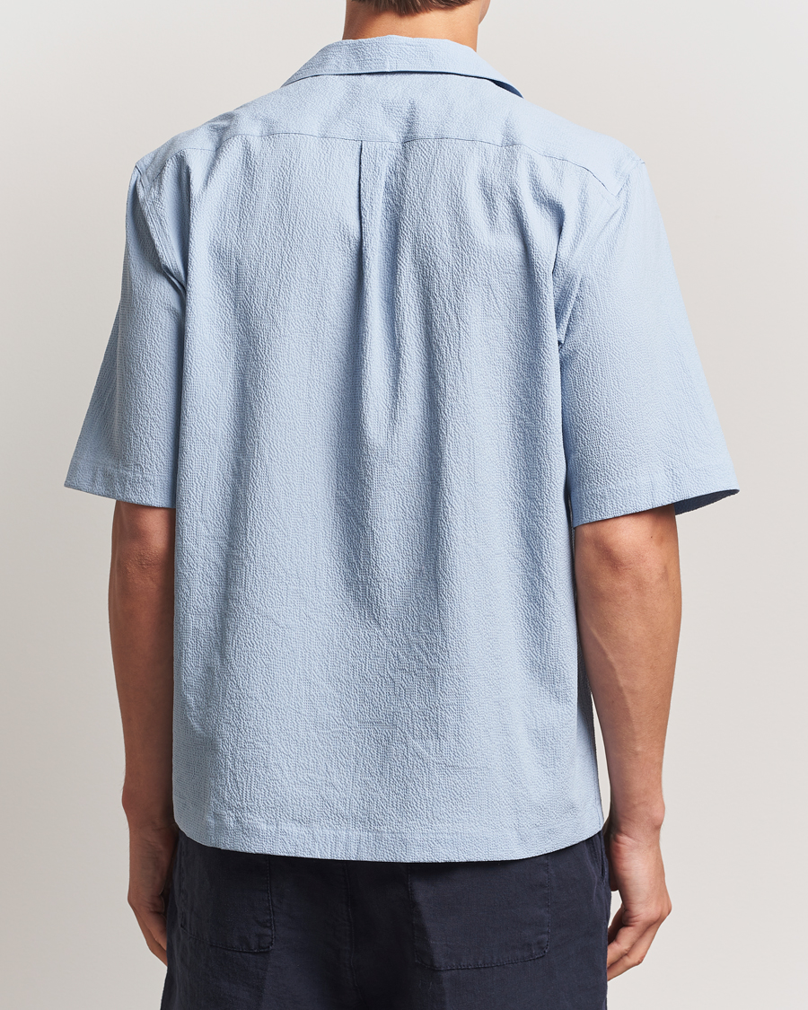 Mies | Kauluspaidat | Oscar Jacobson | Reg Fit Cuba Seersucker Shirt Light Blue