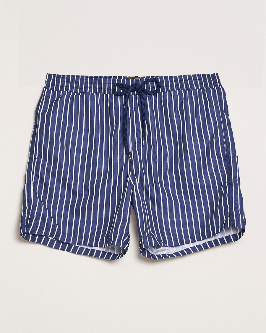 Mies | Uimahousut | Oscar Jacobson | Striped Swimshorts Navy