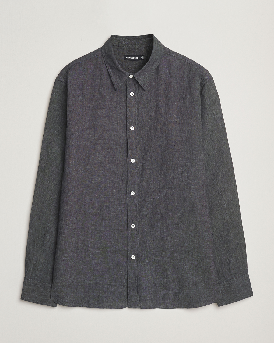 Mies | Kauluspaidat | J.Lindeberg | Linen Melange Shirt Black