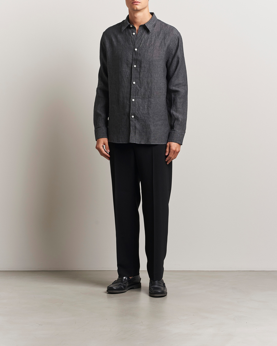 Mies | Kauluspaidat | J.Lindeberg | Linen Melange Shirt Black
