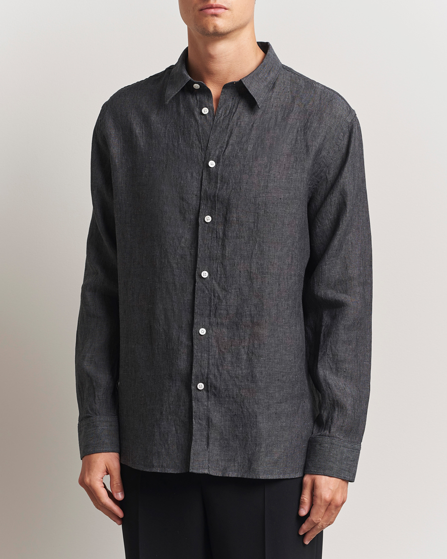 Mies | Kauluspaidat | J.Lindeberg | Linen Melange Shirt Black