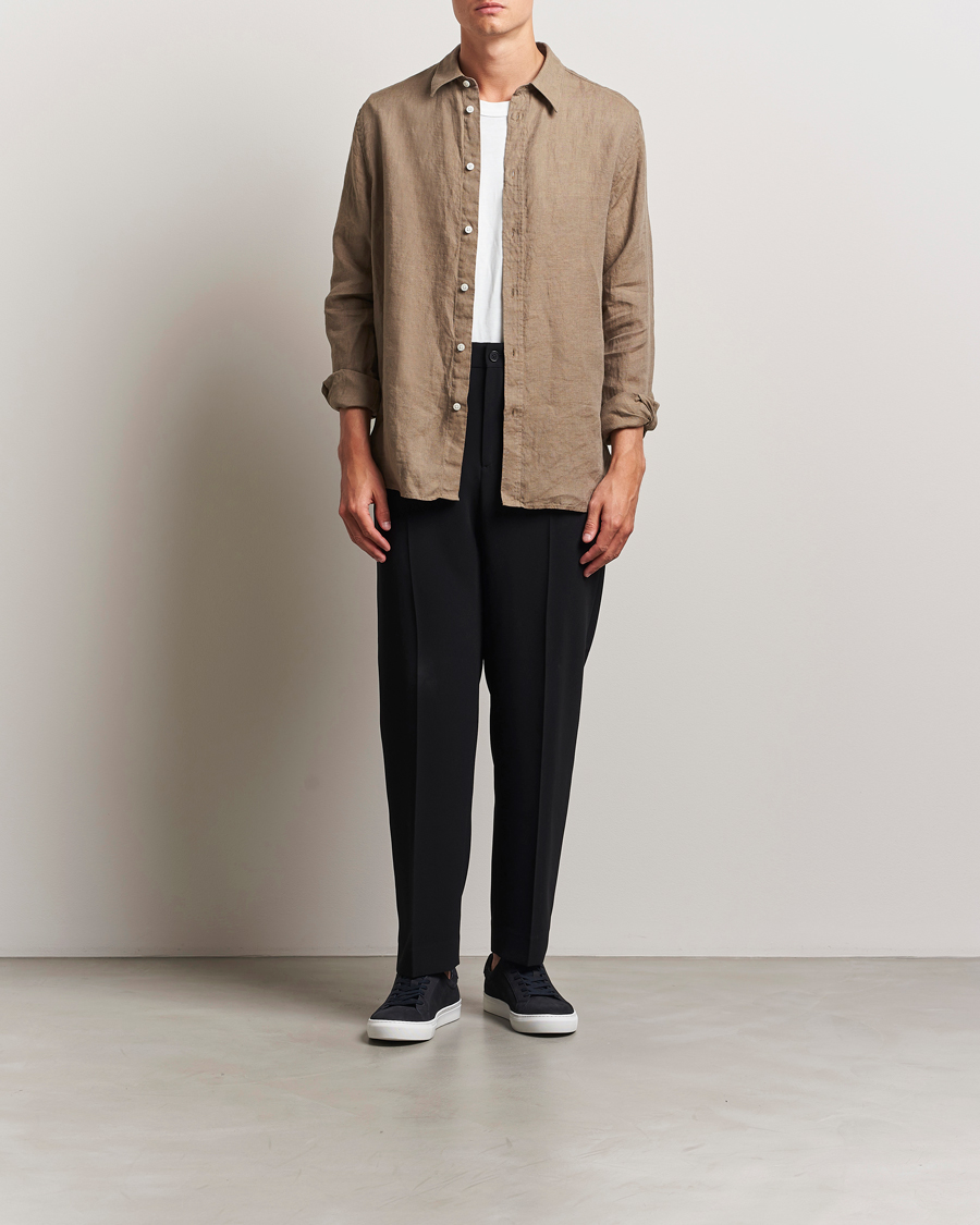 Mies | Kauluspaidat | J.Lindeberg | Linen Melange Shirt Nutmeg