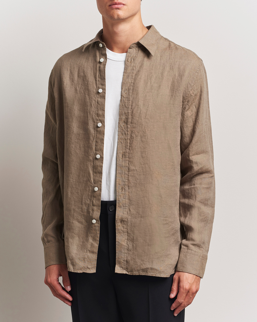 Mies | Kauluspaidat | J.Lindeberg | Linen Melange Shirt Nutmeg