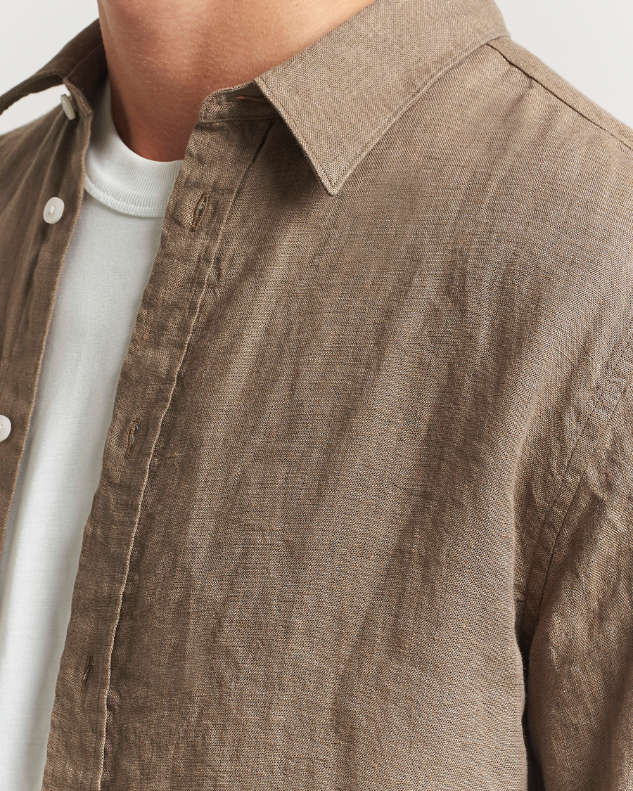 Mies | Kauluspaidat | J.Lindeberg | Linen Melange Shirt Nutmeg