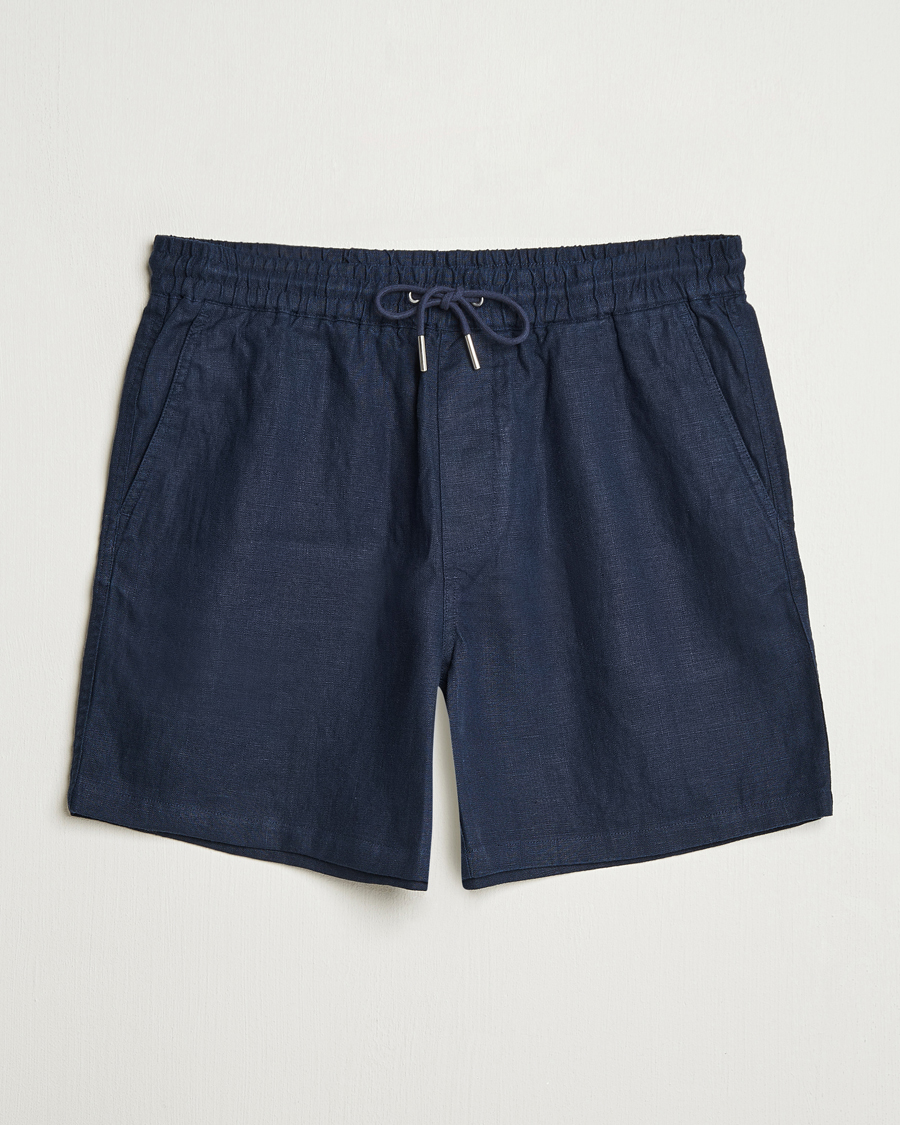 Mies | Shortsit | NN07 | Gregor Linen Drawstring Shorts Navy Blue