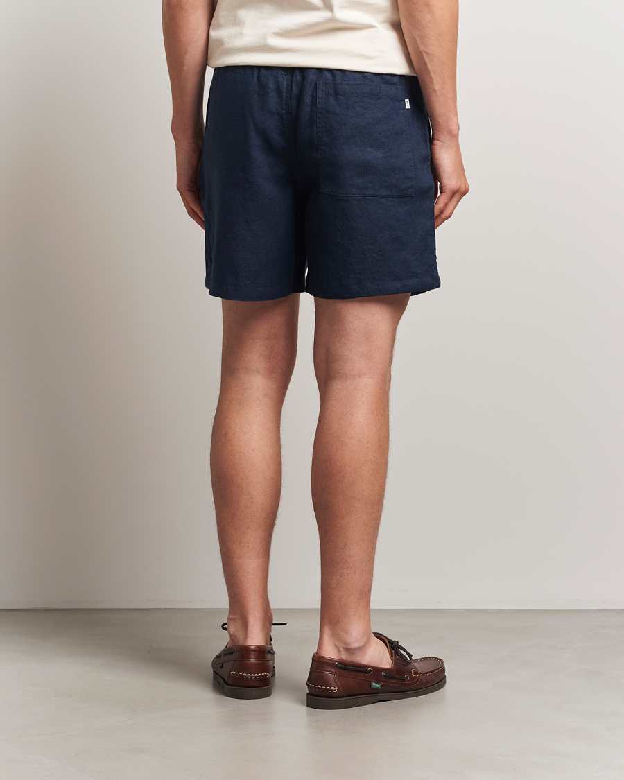 Mies | Shortsit | NN07 | Gregor Linen Drawstring Shorts Navy Blue