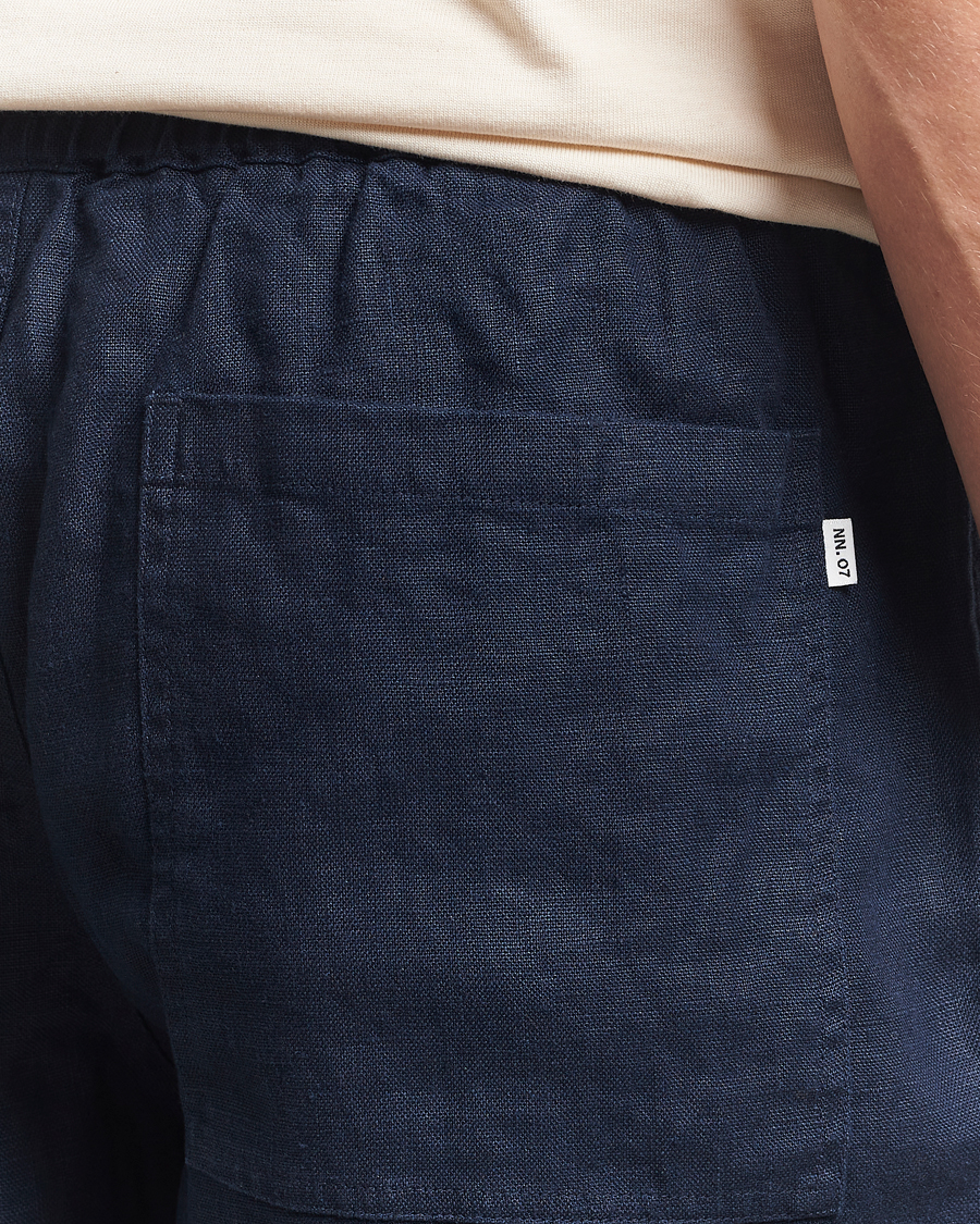 Mies | Shortsit | NN07 | Gregor Linen Drawstring Shorts Navy Blue