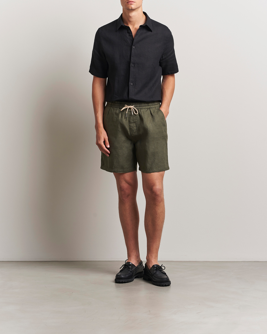 Mies | Shortsit | NN07 | Gregor Linen Drawstring Shorts Croc Green