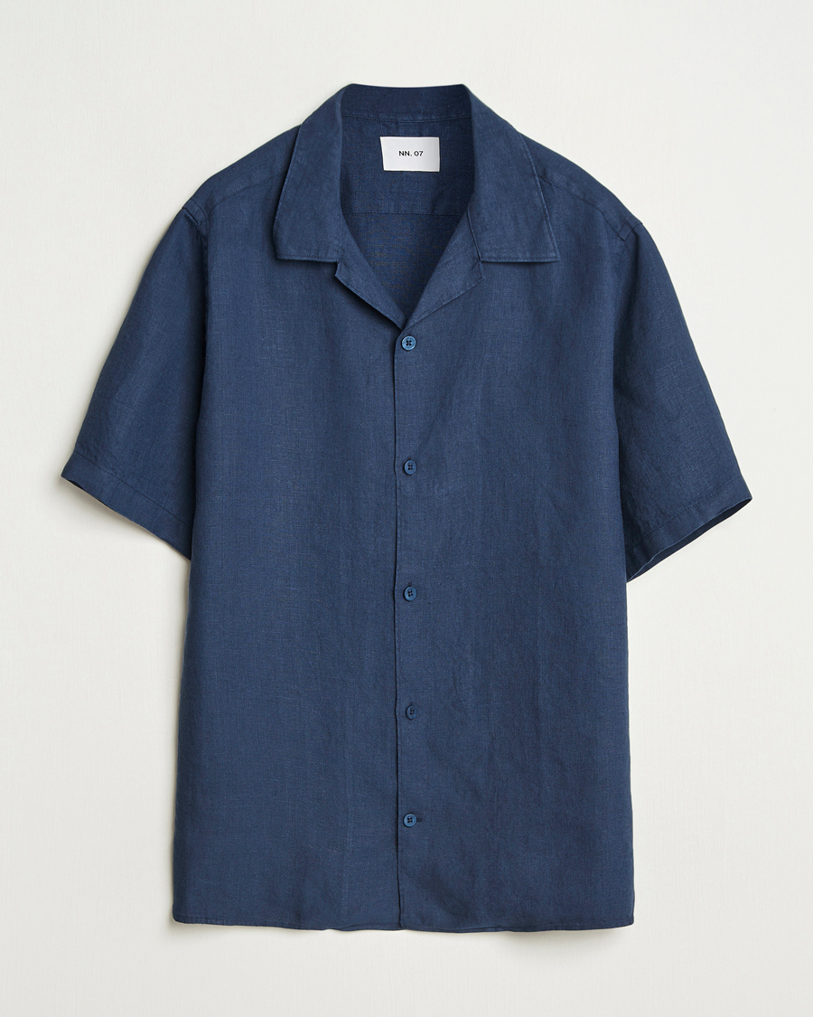Mies | Kauluspaidat | NN07 | Julio Linen Resort Shirt Navy Blue