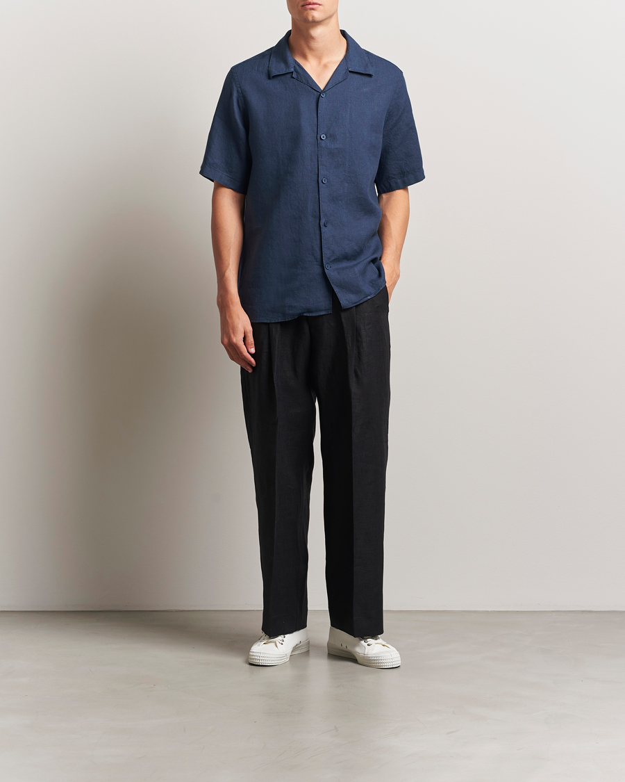 Mies | Kauluspaidat | NN07 | Julio Linen Resort Shirt Navy Blue