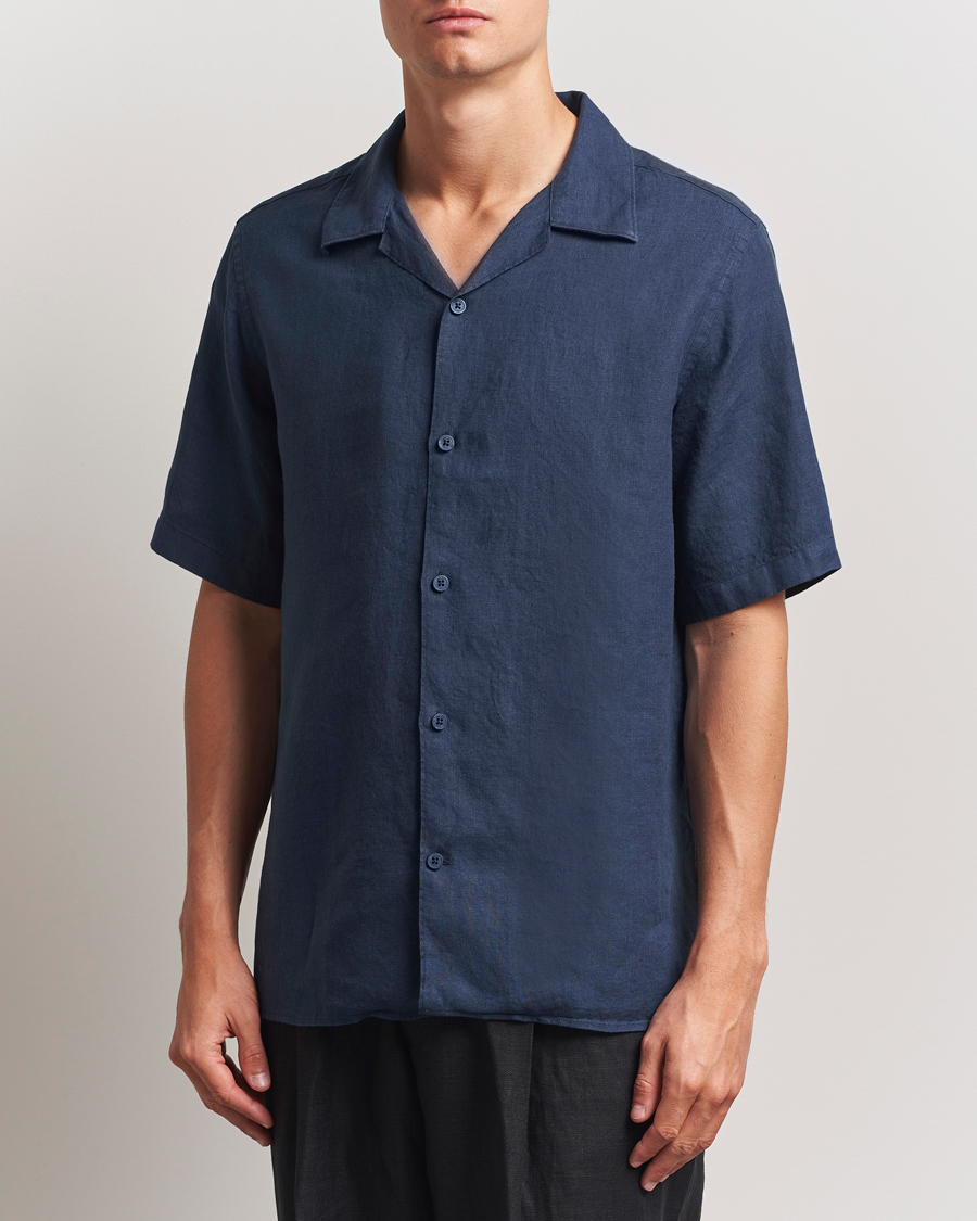 Mies | Kauluspaidat | NN07 | Julio Linen Resort Shirt Navy Blue