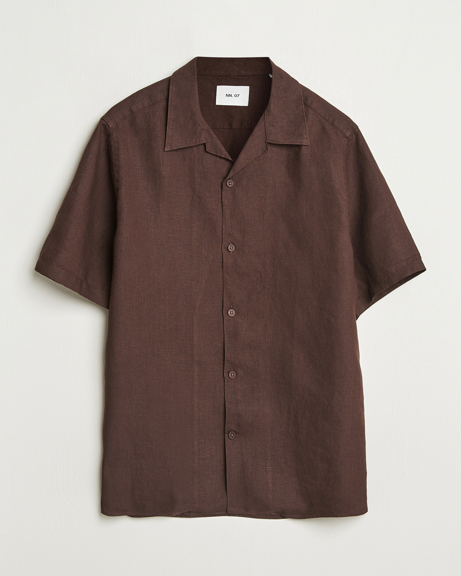Mies | Kauluspaidat | NN07 | Julio Linen Resort Shirt Coffee