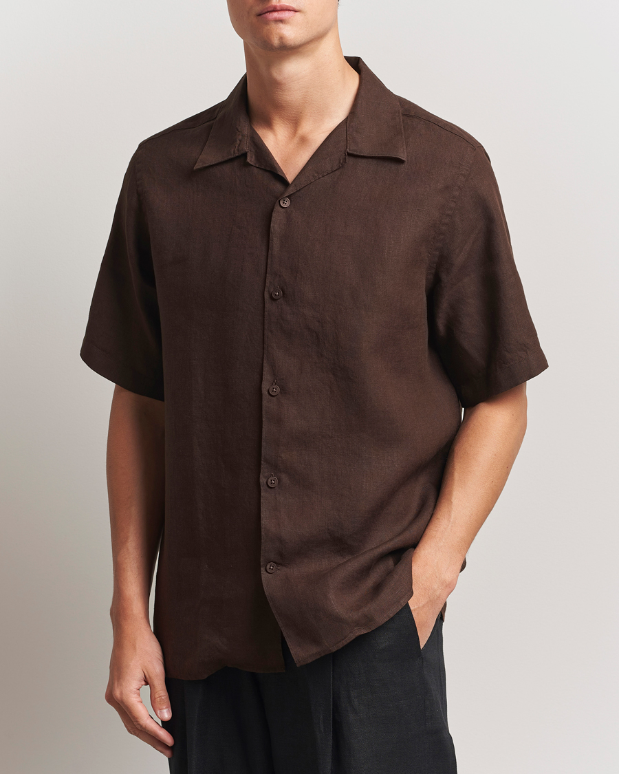 Mies | Kauluspaidat | NN07 | Julio Linen Resort Shirt Coffee
