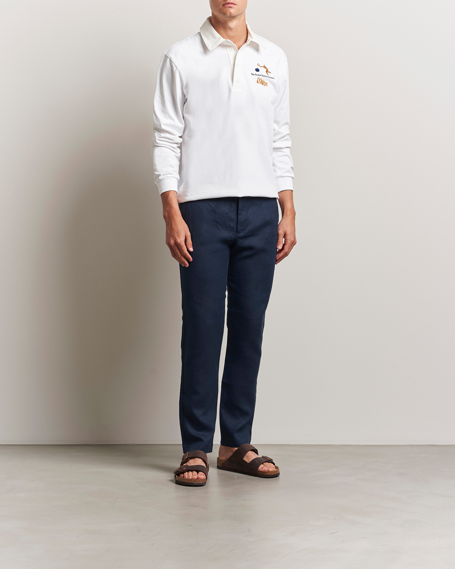 Mies | Housut | NN07 | Theo Linen Trousers Navy Blue