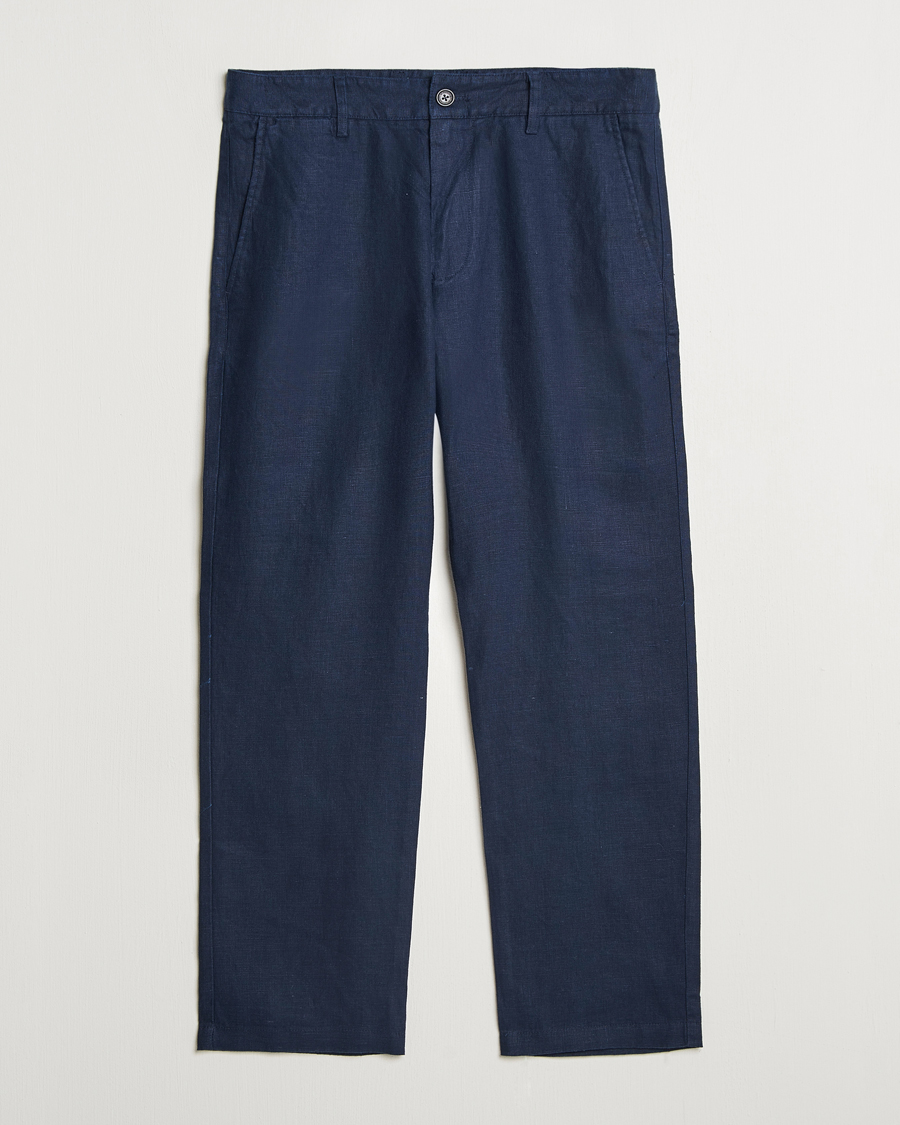 Mies | Housut | NN07 | Aden Regular Fit Linen Chinos Navy Blue