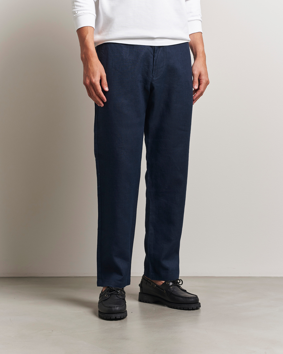 Mies | Housut | NN07 | Aden Regular Fit Linen Chinos Navy Blue
