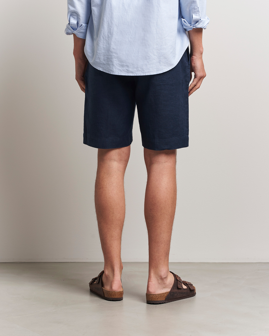 Mies | Shortsit | NN07 | Billie Pleated Linen Drawstring Shorts Navy Blue