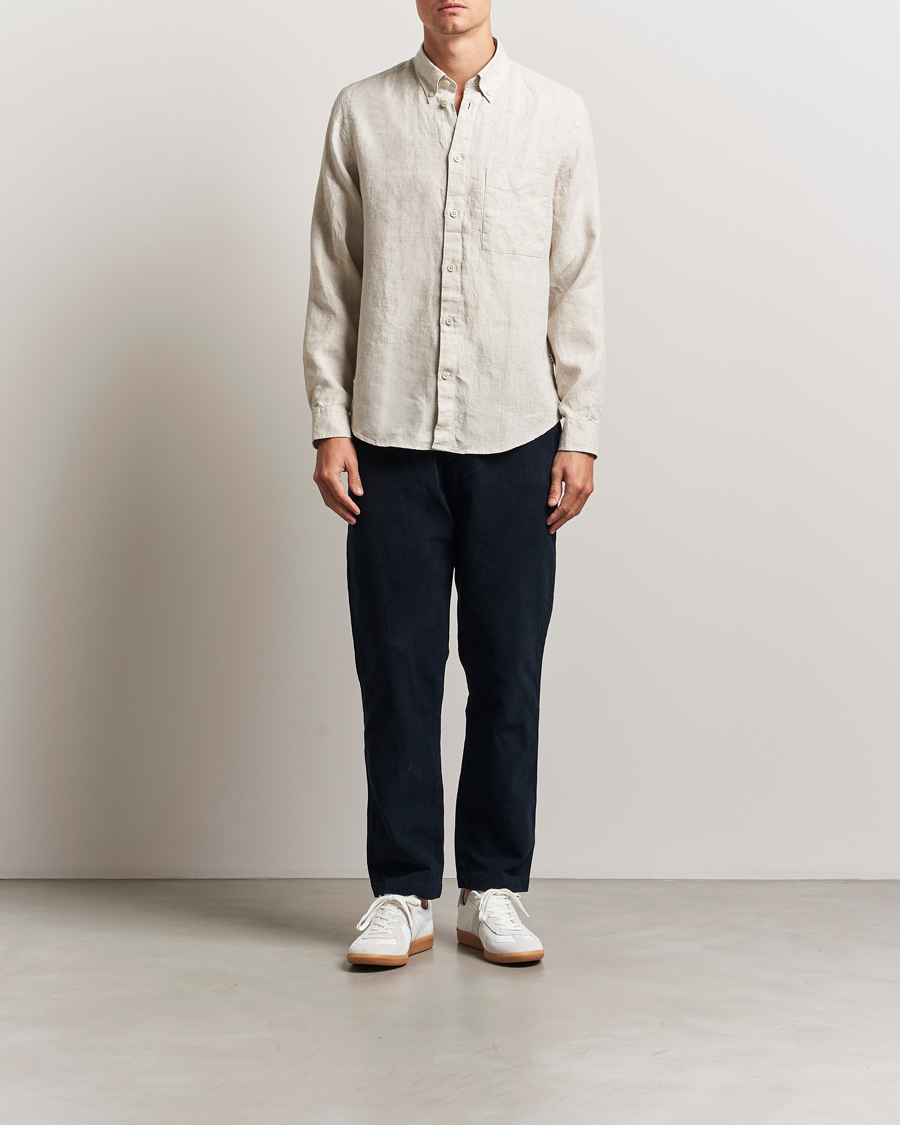 Mies | Kauluspaidat | NN07 | Arne Linen Button Down Shirt Oat